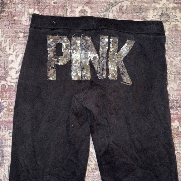 PINK Victoria's Secret Women’s Black Sequin Sweatpants - Picture 2 of 4